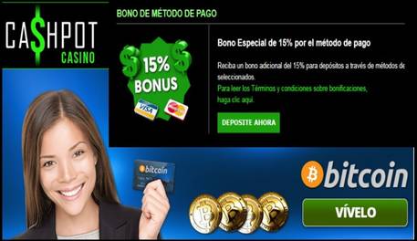 Bono promocional por método de ingreso de hasta 15%